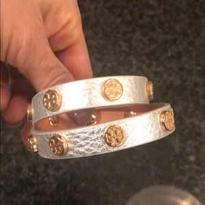 Tory Burch leather bracelet, silver and gold